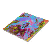 Psychedelic Cornflower Blue en Magenta Hibiscus Tegeltje (Zijkant)