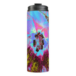 Psychedelic Cornflower Blue en Magenta Hibiscus Thermosbeker