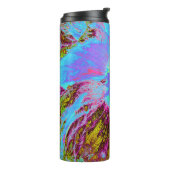 Psychedelic Cornflower Blue en Magenta Hibiscus Thermosbeker (Gedraaid links)