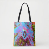 Psychedelic Cornflower Blue en Magenta Hibiscus Tote Bag (Voorkant)