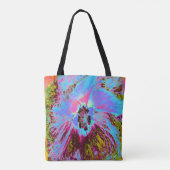 Psychedelic Cornflower Blue en Magenta Hibiscus Tote Bag (Achterkant)