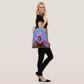 Psychedelic Cornflower Blue en Magenta Hibiscus Tote Bag (Op model)