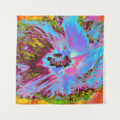 Psychedelic Cornflower Blue en Magenta Hibiscus Wandkleed (Voorkant (horizontaal))
