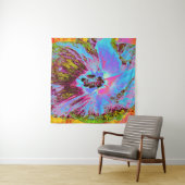 Psychedelic Cornflower Blue en Magenta Hibiscus Wandkleed (In Situ (horizontaal))