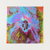 Psychedelic Cornflower Blue en Magenta Hibiscus Wandkleed (Voorkant)