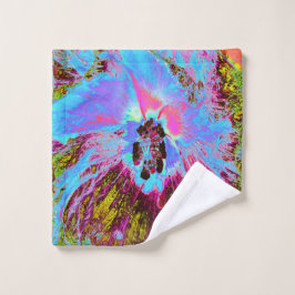 Psychedelic Cornflower Blue en Magenta Hibiscus Washandje
