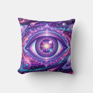 Psychedelic Cosmic Eye Design on Tees, Stickers, M Kussen