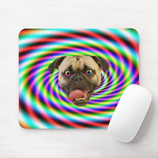 Psychedelic Crazy Pug Dog Muismat (Met muis)