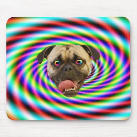 Psychedelic Crazy Pug Dog Muismat (Voorkant)