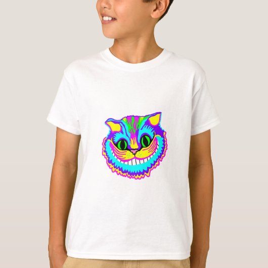 Psychedelic Crazy Smiling Cat T-shirt (Voorkant)