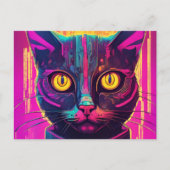 Psychedelic Cyber Cat Briefkaart (Voorkant)