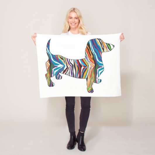 Psychedelic Dachshund Fleece Deken (In situ)
