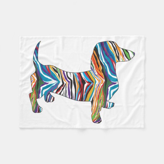 Psychedelic Dachshund Fleece Deken (Voorkant (Horizontaal))
