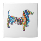 Psychedelic Dachshund Tegeltje (Voorkant)