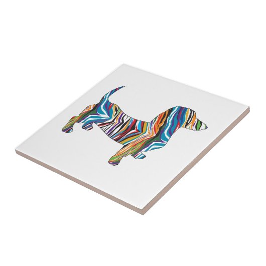 Psychedelic Dachshund Tegeltje (Zijkant)
