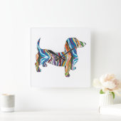 Psychedelic Dachshund Vierkante Klok (Huis)