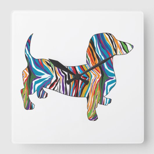 Psychedelic Dachshund Vierkante Klok (Voorkant)