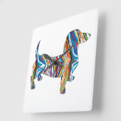 Psychedelic Dachshund Vierkante Klok (Hoek)
