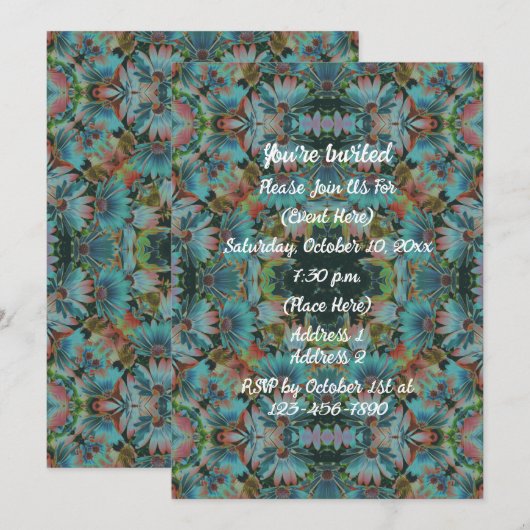 Psychedelic Daisies Art Party Kaart (Voorkant / Achterkant)