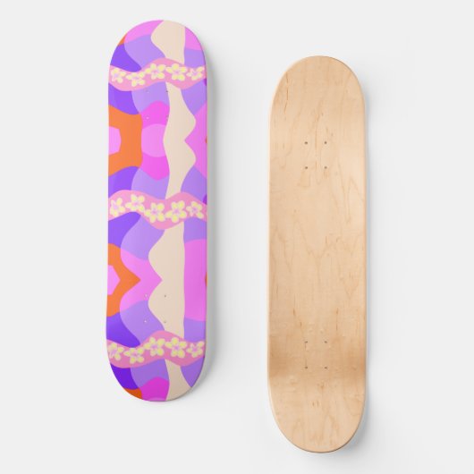 Psychedelic Daisy Chain Patchwork - Roze Paarse 2 Persoonlijk Skateboard (Voorkant)