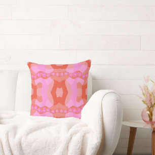 Psychedelic Daisy Chain Patchwork - Roze Sinaasapp Kussen