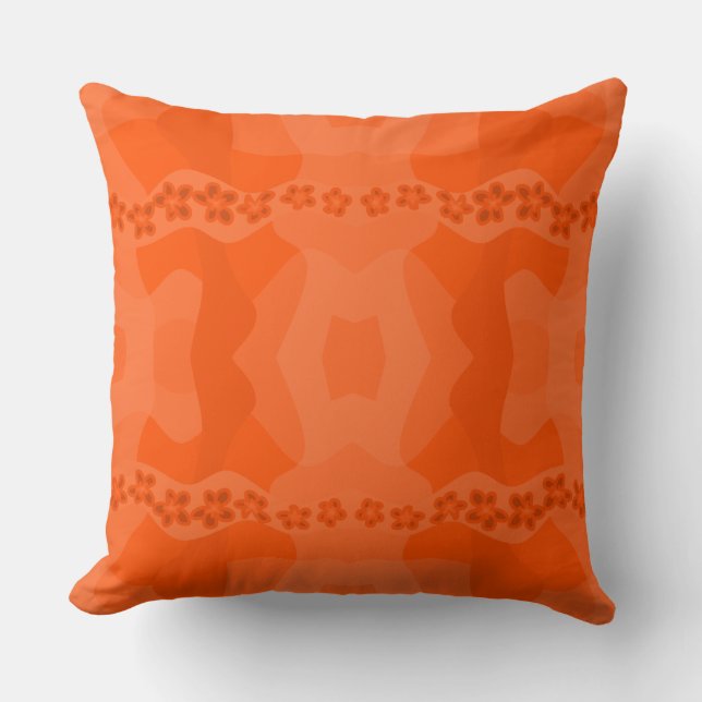 Psychedelic Daisy Chain Patchwork - Sinaasappel Kussen (Voorkant)