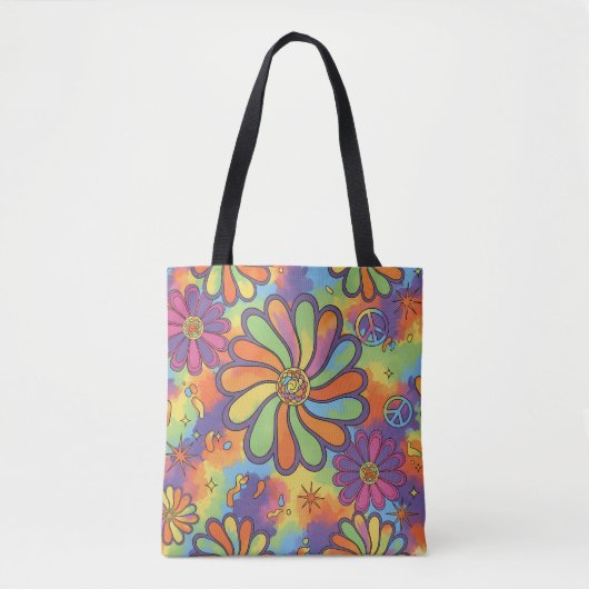 Psychedelic Daisy Daze Tote Bag (Voorkant)