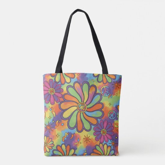 Psychedelic Daisy Daze Tote Bag (Achterkant)