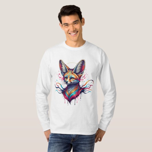 Psychedelic Desert Fox - Kleurrijke Fantasy Art T-shirt (Voorkant volledig)