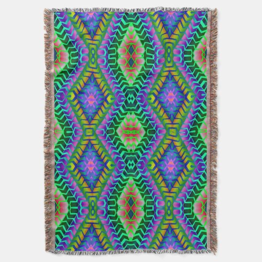 Psychedelic Diamonds Aztec Woven Throw Blanket Deken (Voorkant Verticaal)