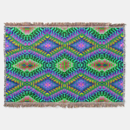 Psychedelic Diamonds Aztec Woven Throw Blanket Deken (Voorkant)