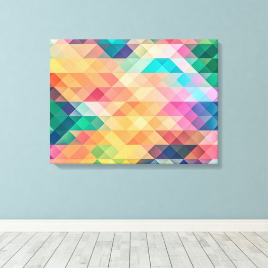 Psychedelic Diamonds en driehoeken Canvas Afdruk (Insitu (Houten vloer))