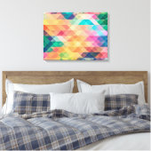 Psychedelic Diamonds en driehoeken Canvas Afdruk (Insitu (Slaapkamer))
