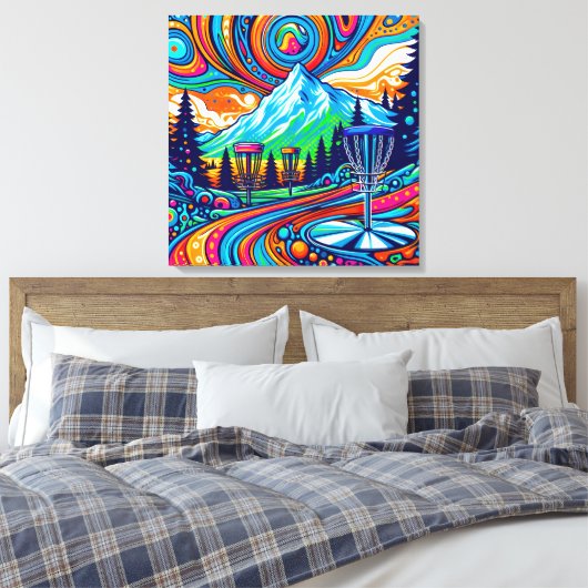 Psychedelic Disc Golfbaan Canvas Afdruk (Insitu (Slaapkamer))