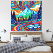 Psychedelic Disc Golfbaan Canvas Afdruk (Insitu (Slaapkamer))