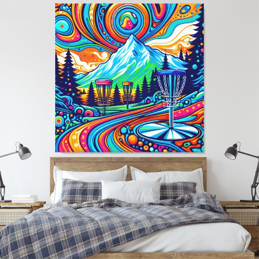 Psychedelic Disc Golfbaan Canvas Afdruk (Insitu (Slaapkamer))