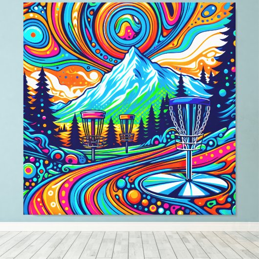 Psychedelic Disc Golfbaan Canvas Afdruk (Insitu (Houten vloer))