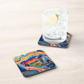 Psychedelic Disc Golfbaan in de bergen Bier Onderzetter (Rechterzijde)