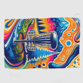 Psychedelic Disc Golfbaan in de bergen Golfhanddoek (Horizontaal)