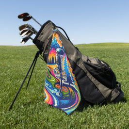 Psychedelic Disc Golfbaan in de bergen Golfhanddoek