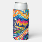 Psychedelic Disc Golfbaan in de bergen Seltzer Blikjeskoeler (Seltzer Achterkant)