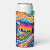 Psychedelic Disc Golfbaan in de bergen Seltzer Blikjeskoeler (Seltzer Voorkant)