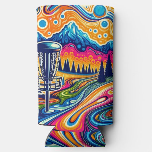 Psychedelic Disc Golfbaan in de bergen Seltzer Blikjeskoeler (Achterkant)