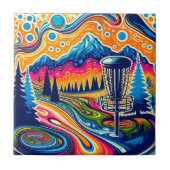 Psychedelic Disc Golfbaan in de bergen Tegeltje (Voorkant)