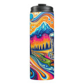 Psychedelic Disc Golfbaan in de bergen Thermosbeker (Voorkant)