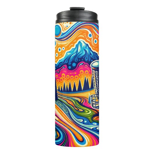 Psychedelic Disc Golfbaan in de bergen Thermosbeker (Voorkant)