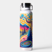 Psychedelic Disc Golfbaan in de bergen Waterfles (Achterkant)