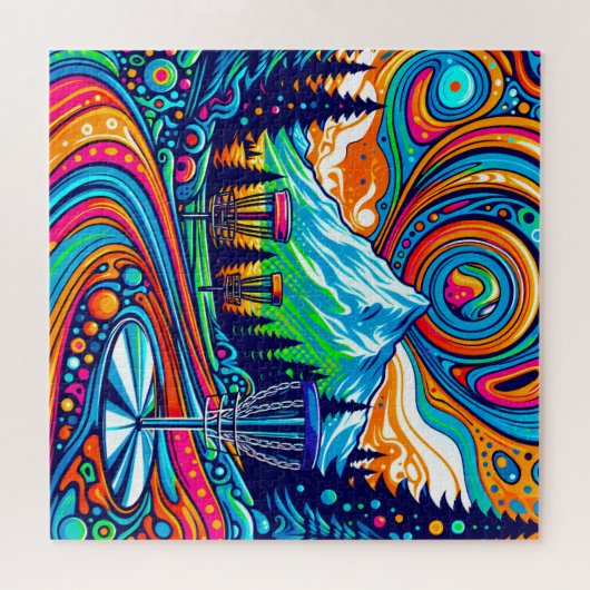 Psychedelic Disc Golfbaan Legpuzzel (Horizontaal)