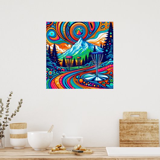 Psychedelic Disc Golfbaan Poster (Keuken)