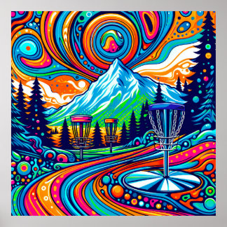 Psychedelic Disc Golfbaan Poster